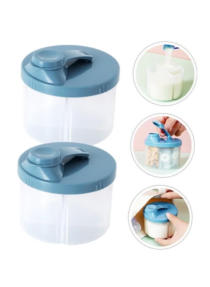 2Pack Baby Formula Dispenser, Blue & Pink Portable Milk Powder Containers, 4-Compartment Large Capacity, Stackable Milk Storage Box for Travel(200ml) - Image 1